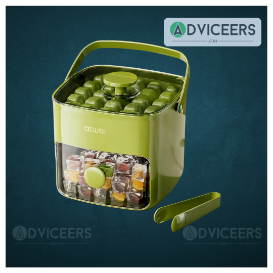 2-in-1 Manual Ice Cube Tray with Storage Bin